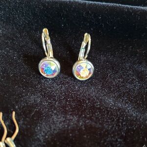 Silver Earrings with Multicolor Crystals
